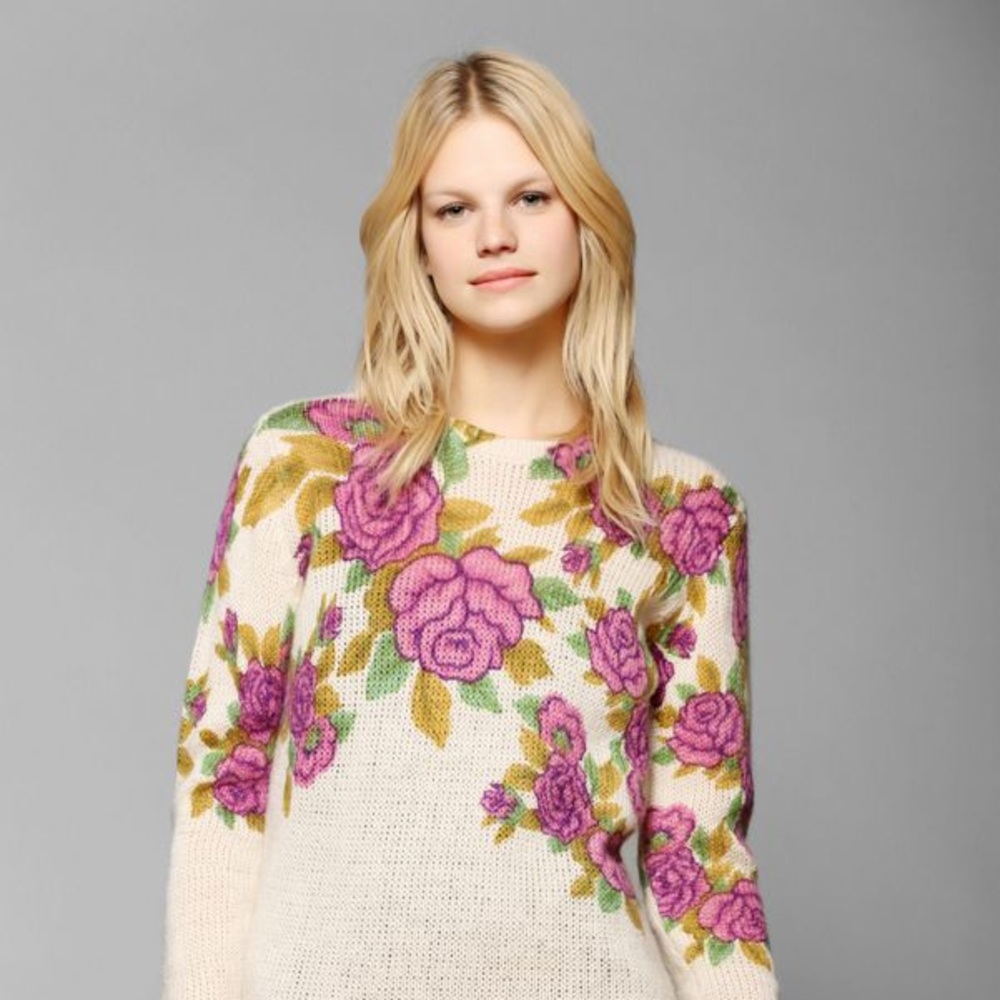 Urban outfitters purple rose knit sweater